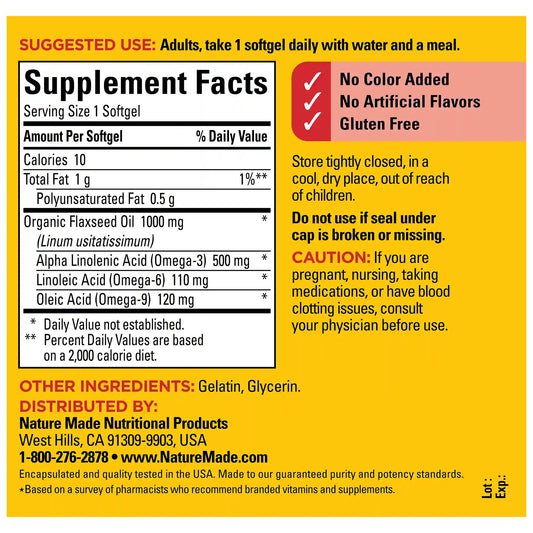 Flaxseed Oil 1000 mg Softgels