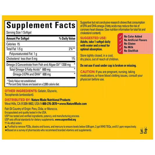 Omega-3†† from Fish & Algae Oil 1200 mg Softgels