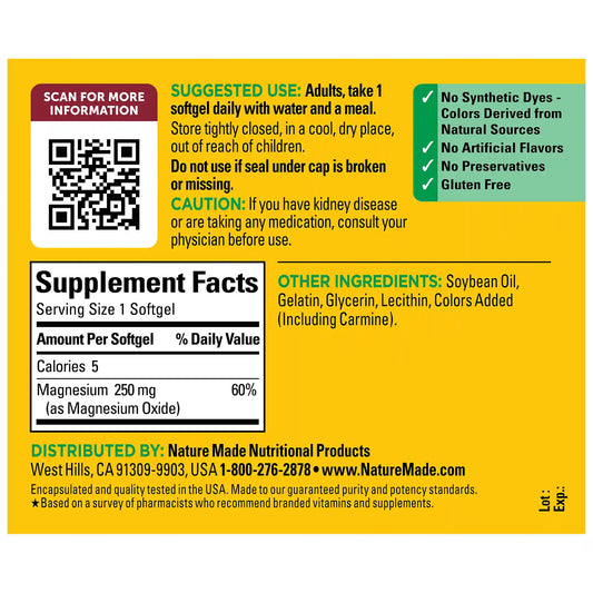 Magnesium 250 mg Softgels