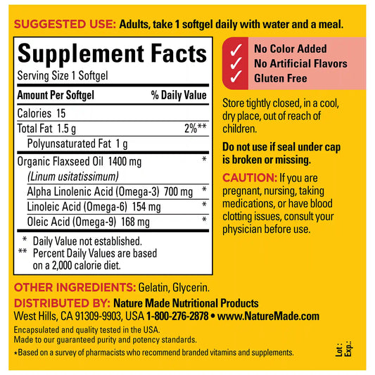 Flaxseed Oil 1400 mg Softgels