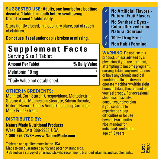 Fast Dissolve Melatonin Maximum Strength‡ 10 mg Tablets