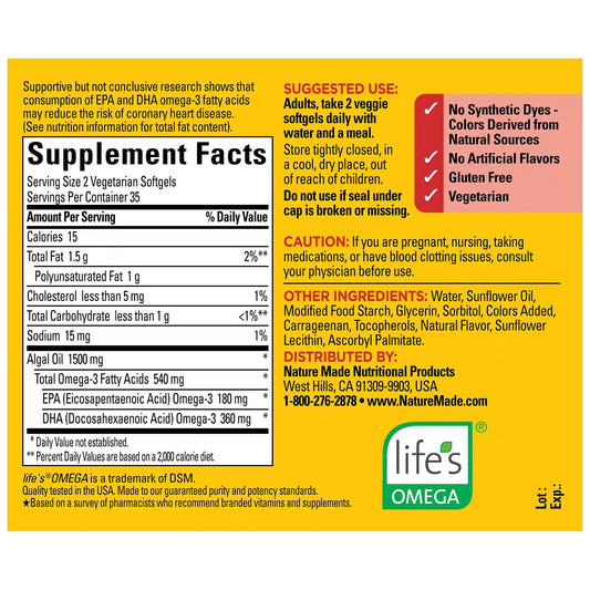 Algae Omega-3 540 mg Softgels