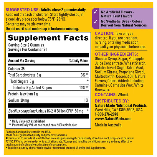 Digestive Probiotics 8 Billion CFU per 2 Probiotic Gummies
