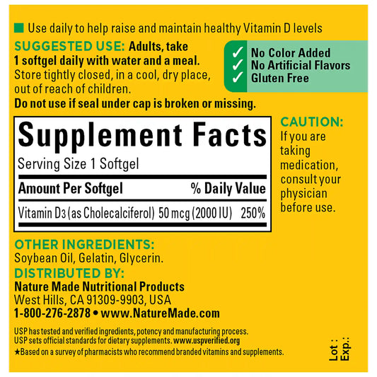 Vitamin D3 2000 IU (50 mcg) Softgels