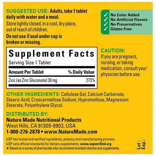 Zinc 30 mg Tablets