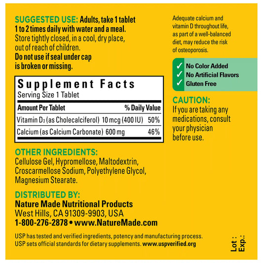Calcium 600 mg with Vitamin D3 Tablets