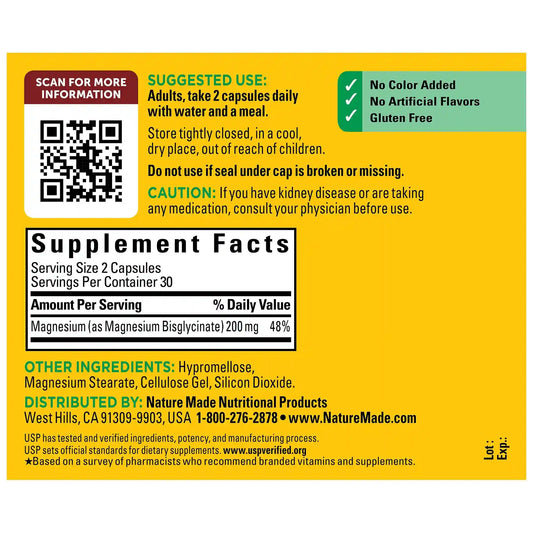 High Absorption Magnesium Glycinate Capsules 200 mg