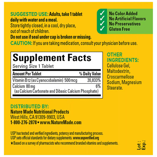 Vitamin B12 500 mcg Tablets