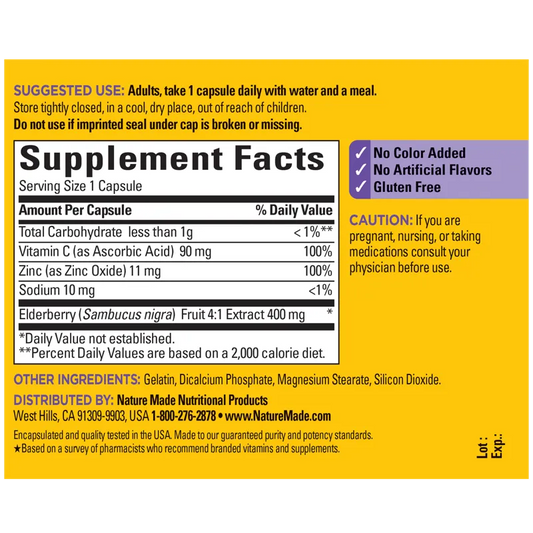 Elderberry Capsules with Vitamin C and Zinc