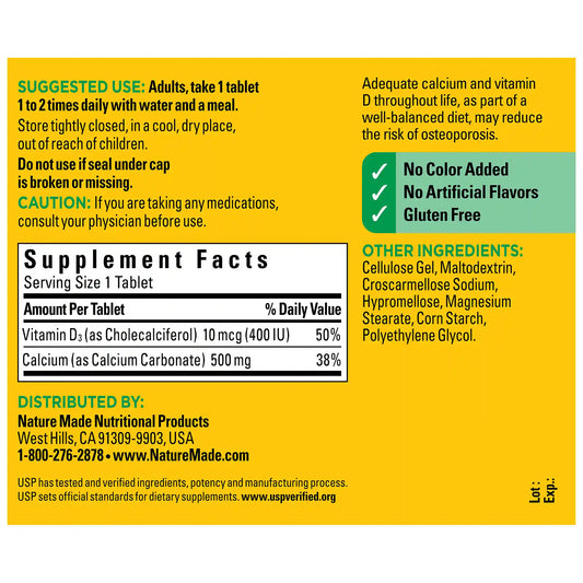 Calcium 500 mg with Vitamin D3 Tablets