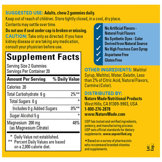 Zero Sugar‡ Magnesium Citrate Gummies 200 Mg Per Serving