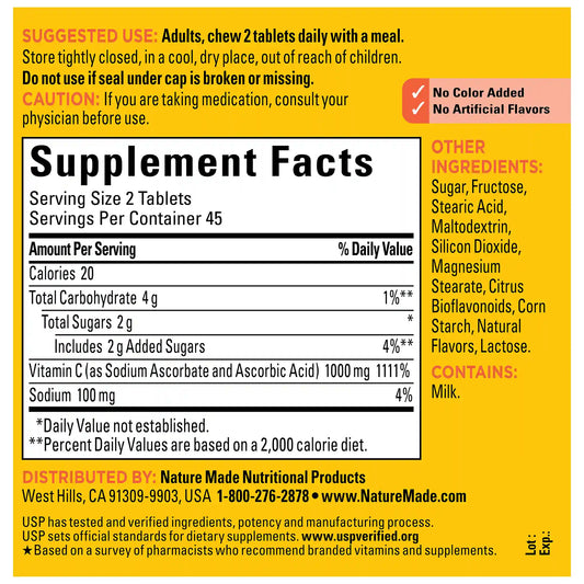 Vitamin C Extra Strength Dosage 1000 mg Chewables