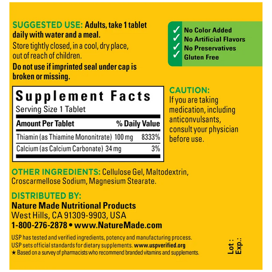 Vitamin B1 100 mg Tablets