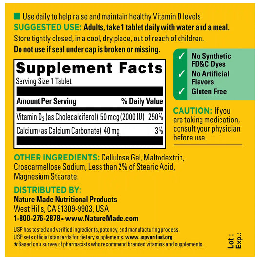 Vitamin D3 2000 IU (50 mcg) Tablets