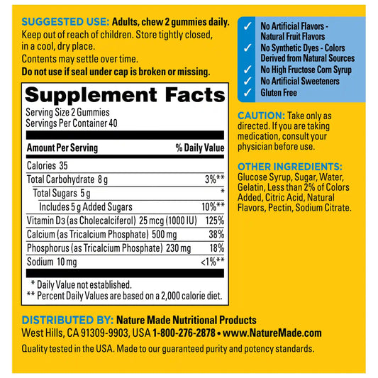 Calcium Gummies 500 mg per serving with Vitamin D3