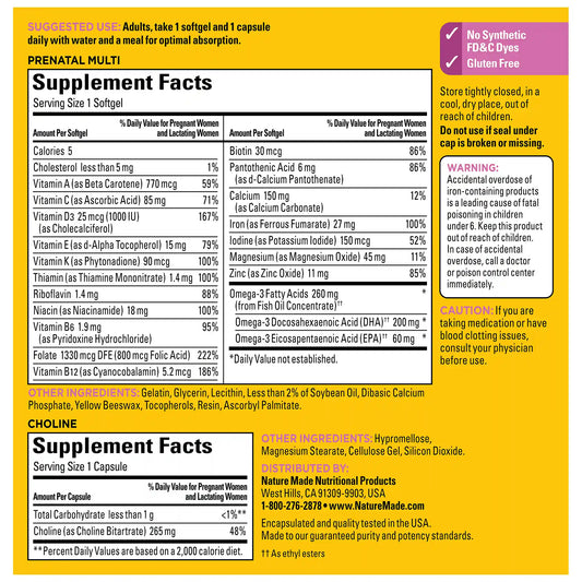 Prenatal Multivitamins Softgels + Choline Capsules