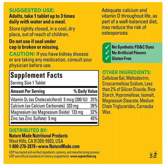 Calcium, Magnesium and Zinc with Vitamin D3 Tablets
