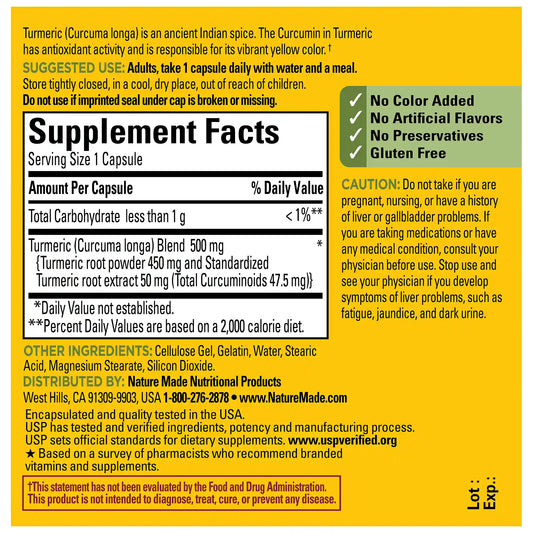 500 mg Turmeric Curcumin Capsules