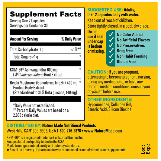 Ashwagandha + Reishi Mushroom Capsules