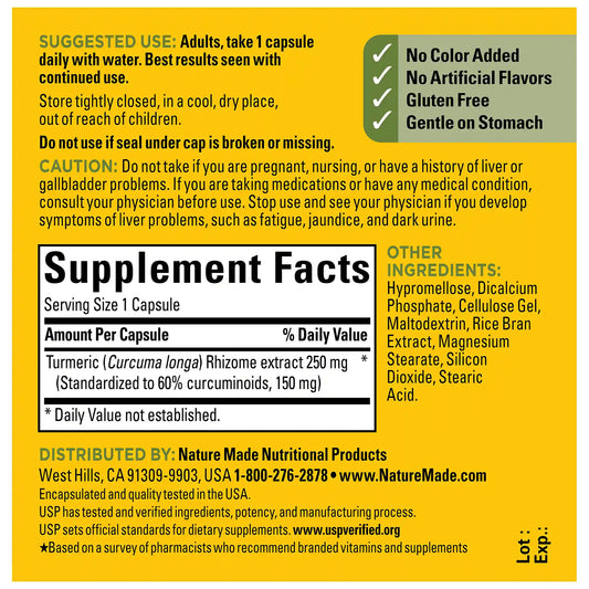 Turmeric Curcumin High Absorption 250 mg Capsules